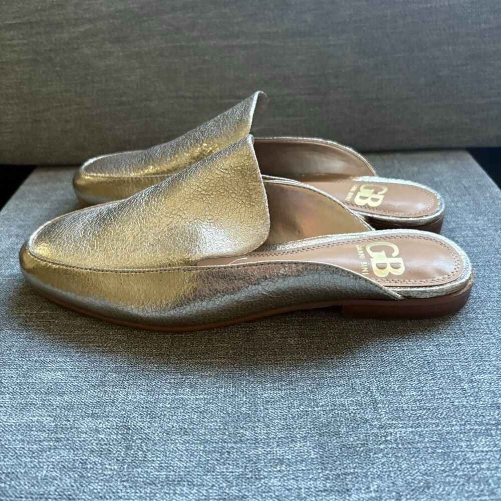 Giani Bini Gold Pebbled Leather Flat Fancy Party Classic Work Fun Shoe Women 5.5 - Picture 3 of 15